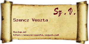 Szencz Veszta névjegykártya
